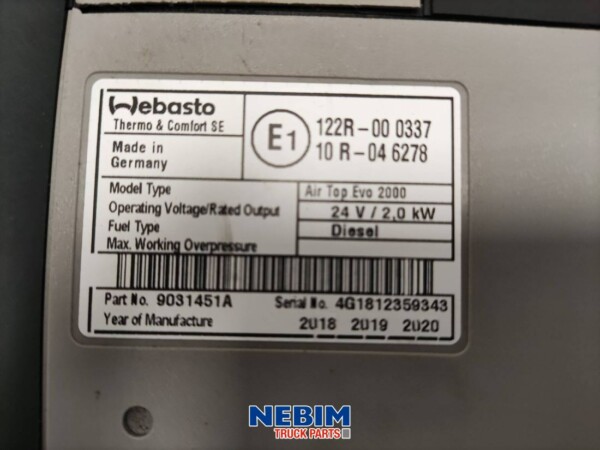 Renault - 7484544810 - Parkeerverwarming Webasto EVO 2000