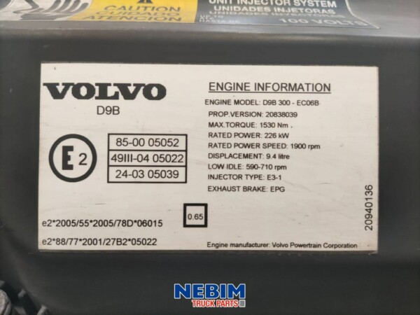 Volvo - 20880353 - Motor Volvo D9B 300