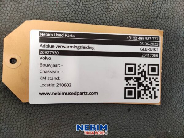 Volvo - 20927930 - Adblue verwarmingsleiding